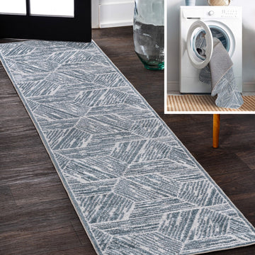 Vector Modern Coastal Geometric Machine-washable Area Rug